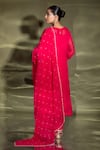 Buy_Miku Kumar_Fuchsia Satin Organza Embroidered Thread Round Neck Kurta Palazzo Set  _Online_at_Aza_Fashions