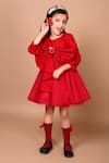 Shop_Hoity Moppet_Red Velvet Plain Side Bow Dress _at_Aza_Fashions