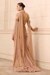 Shop_Tarun Tahiliani_Gold Tulle Sequins, Crystals Collared Embroidered Concept Saree With Blouse_at_Aza_Fashions