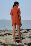 Shop_MATI_1_Orange Cotton Collared Ekin Half Sleeve Shirt_at_Aza_Fashions