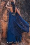 Shop_Kaprapan By Anaita Shah_Blue Georgette, Modal Beads, Sequins Embroidered Corset Jumpsuit With Dupatta_at_Aza_Fashions