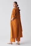 Shop_Three_Orange Jacket And Pant Poplin Plain Round Neck Rust Tunic With _at_Aza_Fashions