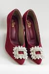 Shop_The Alter_Maroon Rhinestones Sophie Embellished Stiletto Heels _at_Aza_Fashions