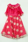 Buy_Shruti Jalan_Pink Crepe Silk Embroidered Gota Work Lehenga And Shirt Set _at_Aza_Fashions