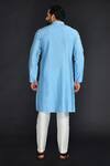 Shop_Sammohan Ceremonial_Blue Vis Silk And Spun  Lining 100% Yoke Placement Kurta Set_at_Aza_Fashions