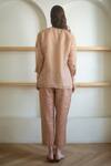 Shop_Oja_Cream Handloom Silk Embroidered Floral Applique V Shirt And Pant Set For Women_at_Aza_Fashions