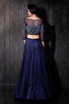 Shop_Shilpi Gupta_Blue Net, Silk Satin Sequins, Cut Work Cutdana Embroidered Blouse And Lehenga Set _at_Aza_Fashions