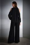 Shop Rohit Gandhi + Rahul Khanna Black Polyester, Crepe Tassels Bandeau Neck Cold Shoulder Detail Top at Aza Fashions Shop_Rohit Gandhi + Rahul Khanna_Black Polyester, Crepe Tassels Bandeau Neck Cold Shoulder Detail Top _at_Aza_Fashions