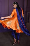 Shop_Pratibha Sultania_Orange Satin Embellished Floral V Neck Anarkali And Dhoti Pant Set _at_Aza_Fashions
