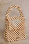 Shop_The Ashlee design co._Peach Embellished Pearl Bag _at_Aza_Fashions