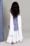 Shop_Chotibuti_Blue Cotton, Lurex, Muslin Geometric Pattern Kurta Lehenga Set _at_Aza_Fashions
