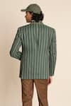 Shop_Gargee Designers_Green 100% Linen Striped Pattern Blazer _at_Aza_Fashions