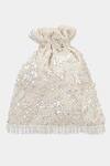 Shop_Aanchal Sayal_Ivory Embroidered Bella Velvet Handmade Potli Bag_at_Aza_Fashions