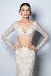 Shop_Disha Patil_Ivory Net Hand Embroidery Sequin Crystal Mermaid Lehenga With Blouse  _at_Aza_Fashions