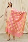 Shop_Khwaab by Sanjana Lakhani_Pink Cotton Silk Floral Woven Dupatta _at_Aza_Fashions