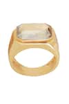 Shop_Esme by Aashna Dalmia_Gold Plated Stone Embellished Geometric Ring _at_Aza_Fashions