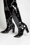 Shop_Tiesta_Black High Knee Patent Boots_at_Aza_Fashions