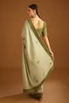 Shop_Shyam Narayan Prasad_Green Chanderi Jacquard Saree With Embroidered Blouse_at_Aza_Fashions