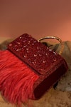 Shop_Be Chic_Red Embellished Fiery Feather Box Clutch _at_Aza_Fashions