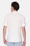 Shop_Mayank Modi - Men_White Malai Cotton Short Sleeve Notched Collar Shirt _at_Aza_Fashions