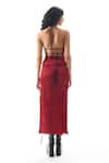 Shop_Aroka_Red Modal Satin Plain Ruched Skirt _at_Aza_Fashions