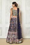 Shop_Samyukta Singhania_Blue Banglori Embroidered Sequin Square Neck Choli With Printed Lehenga Set _at_Aza_Fashions