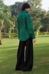 Shop_Ode To Odd_Black Cotton Blend Plain Wide Legged Trousers  _at_Aza_Fashions