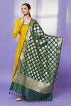 Shop Naintara Bajaj Green Zari, Tassels Banarasi Art Silk Floral Dupatta at Aza Fashions Shop_Naintara Bajaj_Green Zari, Tassels Banarasi Art Silk Floral Dupatta _at_Aza_Fashions