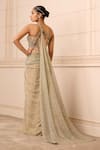 Shop_Tarun Tahiliani_Blue Tulle Embellishment Crystals One Shoulder Draped Gown _at_Aza_Fashions