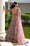 Shop_Miku Kumar_Purple Silk, Satin, Organza Embroidery, Butterfly And Floral Bridal Lehenga Set _at_Aza_Fashions