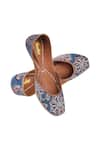 Shop_Imlee Jaipur_Blue Printed Flower Juttis _at_Aza_Fashions