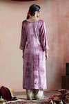 Shop_Weaver Story_Purple Velvet, Organza, Cotton Embroidery Split Hand Stitched Straight Kurta Set _at_Aza_Fashions