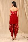 Shop_Masaba_Red Raw Silk Printed Spring Blossom Straight Dhoti Pant Set_at_Aza_Fashions