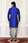 Shop_Arihant Rai Sinha_Blue Dupion Silk Solid Full Sleeve Short Kurta _at_Aza_Fashions