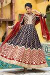 Shop_Bairaas_Maroon Cotton, Organza Floral, Gota Patti, Print And Work Anarkali With Dupatta_at_Aza_Fashions
