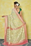 Shop_Nazaakat by Samara Singh_Off White Double Weave Handloom Cotton Georgette Banarasi Meenakari Work Saree_at_Aza_Fashions