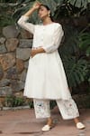 Shop_Desert Shine by Sulochana Jangir_White Handwoven Chanderi Embroidered Aari Round Kurta And Salwar Set  _at_Aza_Fashions