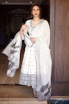 Shop_PUNIT BALANA_Ivory Handloom Chanderi Embellished Resham And Anarkali Set With Printed Dupatta_at_Aza_Fashions