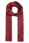 Shop_SHINGORA_Maroon Woven Floret Pattern Stole _at_Aza_Fashions