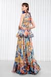 Shop_Mandira Wirk_Multi Color Poly Organza Printed Hawaii Tie-up Gown _at_Aza_Fashions