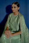 Shop_Romaa_Green Kurta Silk Dupion Hand Embroidered Zardozi Anarkali Set With  _at_Aza_Fashions