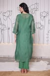 Shop_TATWA_Green Kurta Handloom Chanderi Embroidery Resham Floral And Pant Set  _at_Aza_Fashions