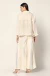 Shop_Two Sisters By Gyans_Off White Cotton Woven Thread Jacket Collar And Pant Set _at_Aza_Fashions