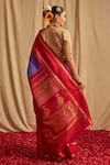 Shop_Paaprika_Blue Kanjivaram Silk Handwoven Animal Kalakshetra Saree _at_Aza_Fashions