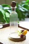 Shop_COURTYARD_White Borosilicate Glass And Wood Neer Bottle_at_Aza_Fashions