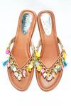 Shop_Foot Fuel_Brown Pembe Chain Embellished Flats _at_Aza_Fashions