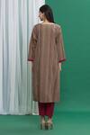 Shop_Banana Labs_Brown Cotton Printed Stripe Round Kurta Set _at_Aza_Fashions