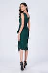 Shop_S&N by Shantnu Nikhil_Emerald Green Poly Jersey Embroidered Front Twisted Draped Dress For Women_at_Aza_Fashions