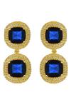 Buy_Tizora_Blue Synthetic Stones Tiered Studded Drop Earrings _at_Aza_Fashions