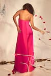 Babita Malkani_Pink Silk Satin Embroidered 3d Halter Neck Jumpsuit _Online_at_Aza_Fashions